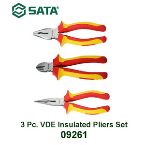 Tang Listrik Set 09261 3 Pcs VDE Insulated Pliers Set Sata Tools