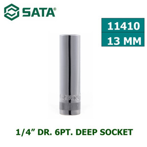 Kunci Shock Mata Sok 11410 1/4" Dr. 6PT. Deep Socket 13mm Sata Tools