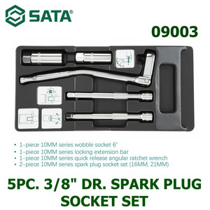 Kunci Shock Sok Busi 5 Pcs 09003 3/8" Dr Spark Plug Socket Sata Tools