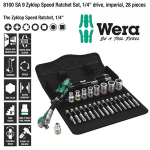 Tool Kit Wera 05004019001 Zyklop Speed Ratchet, 1/4" Imperial 28Pcs