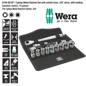 Tool Kit Wera 05003785001 Zyklop Metal Ratchet Switch 3/8" Metric 13Pc