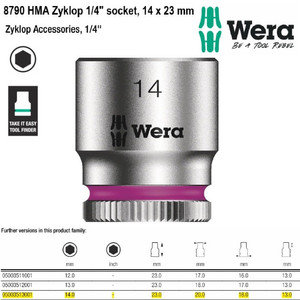 Socket 1/4" 14 x 23 mm Wera 05003513001 Zyklop Accessories