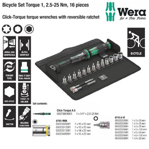 Tool Kits Sepeda Lengkap Wera 05004180001 Bicycle Set Torque 16 Pieces