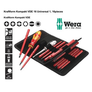 Obeng VDE Bit Set With Handle Wera 05003474001 VDE 16 Universal 16 Pc