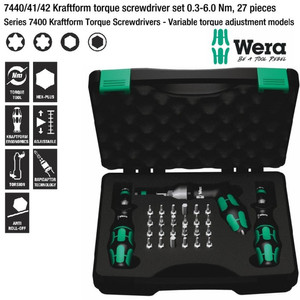 Obeng Torsi Set Wera 05074739001 Torque Screwdriver 0.3-6.0 Nm - 27 Pc