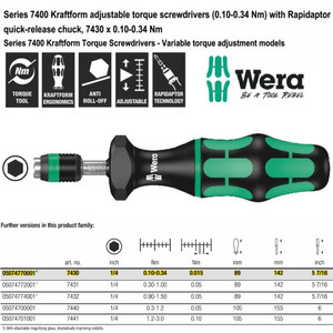 Obeng Torsi 1/4" 0.10 - 0.34 Nm Wera 05074770001 Torque Adjustable Bit