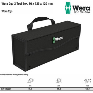 Tas Perkakas Wera 05004352001 2go 3 Tool Box, 80 x 325 x 130 mm