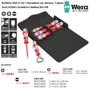 Obeng Stainless Steel VDE Set Wera 05022750001 Screwdrivers VDE 7 Pc