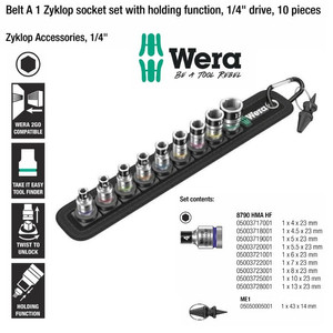 Socket Metric Set Wera 05003880001 Hex Zyklop Socket Set 1/4" Drive