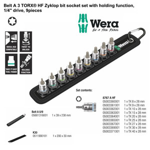 Socket Bintang Wera 05003882001 Torx Zyklop Bit Socket Set 1/4" Drive