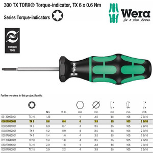Obeng Torsi Bintang TX 6 - 0.6 Nm Wera 05027930001 Torque-indicators