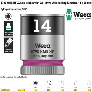 Socket 3/8" Zyklop Socket 14 x 29 mm Wera 05003748001