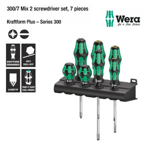 Obeng PZ & Minus Set Wera 05008901001 Mix 2 Screwdriver Set - 7 Pc