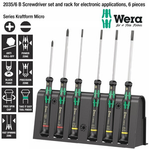 Obeng Mirco Set Wera 05118152001 2035/6 Mirco B Screwdriver Set 6 Pc