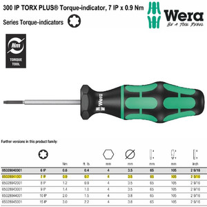 Obeng Torsi Bintang 7 IP - 0.9 Nm Wera 05028041001 Torque-indicators