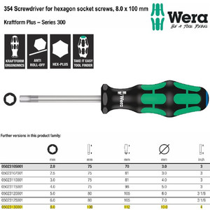 Obeng Hex-Plus 8.0 x 100mm Wera 05023130001 Screwdriver hexagon screws