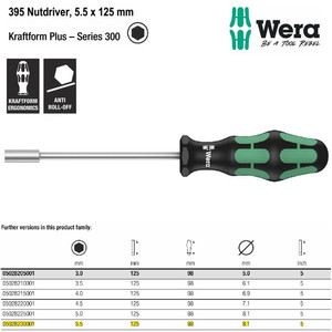 Obeng Hex Nutdriver SW 5.5 x 125 mm Wera 05028230001 Nutdriver