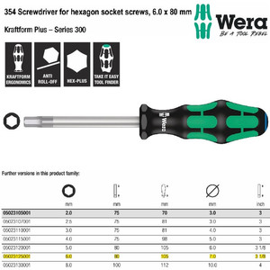 Obeng Hex-Plus 6.0 x 80 mm Wera 05023125001 Screwdriver hexagon screws