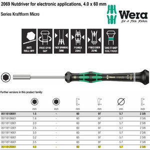 Obeng Hex Nutdriver Mirco 4.0 x 60 mm Wera 05118120001 Nutdriver