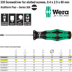 Obeng Minus 0.4 x 2.5 x 60 mm Wera 05110000001 Screwdriver Slotted