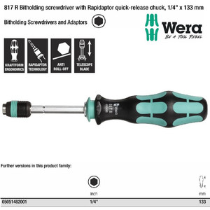 Obeng Hex 1/4" x 133 mm Wera 05051482001 817 R Bitholding Screwdriver