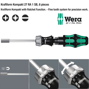 Obeng Bit Ratchet Set Wera 05073660001 Kraftform Kompakt 27 RA 1 SB