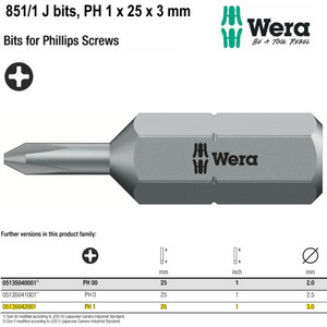 Mata Obeng Plus PH 1 x 25 mm Wera 05135042001 Bit for Phillips Screws