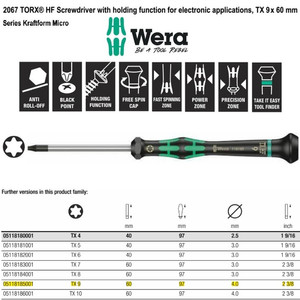 Obeng Bintang TX 9 x 60 mm Wera 05118185001 Mirco S/Driver for TORX®