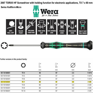 Obeng Bintang TX 7 x 60 mm Wera 05118183001 Mirco S/Driver for TORX®