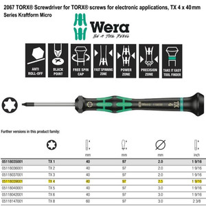 Obeng Bintang TX 4 x 40 mm Wera 05118039001 Mirco S/Driver for TORX®