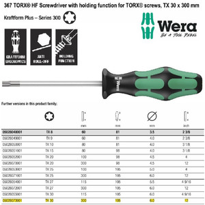 Obeng Bintang TX 30 x 300 mm Wera 05028073001 HF Torx Screws