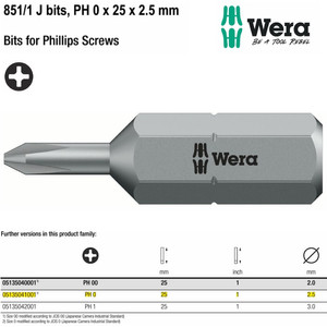 Mata Obeng Plus PH 0 x 25 mm Wera 05135041001 Bit for Phillips Screws