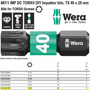 Mata Obeng Impaktor TORX® TX 40 x 25 mm Wera 05057627001 TORX® bits