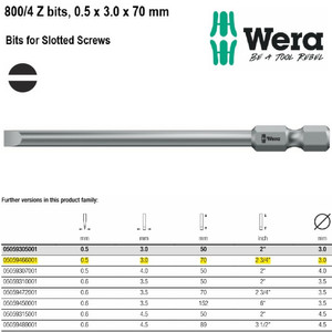 Mata Obeng Minus 0.5 x 3.0 x 70 mm Wera 05059466001 Slotted