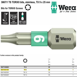 Mata Obeng Bintang TX 9 x 25 mm Wera 05071031001 Stainless Torx Screws