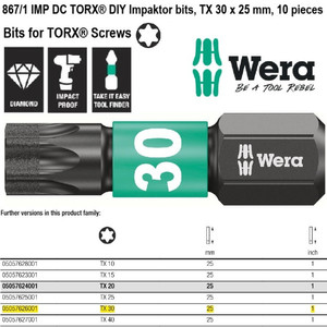 Mata Obeng Impaktor TORX® TX 30 x 25 mm Wera 05057626001 TORX® bits