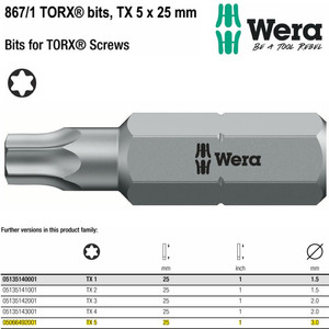 Mata Obeng Bintang TX 5 x 25 mm Wera 05066492001 Z Bits TORX Screws