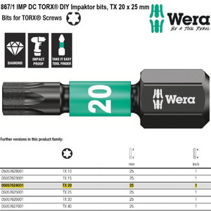 Mata Obeng Impaktor TORX® TX 20 x 25 mm Wera 05057624001 TORX® bits