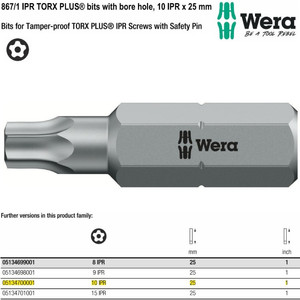 Mata Obeng Bintang BO IPR 10x25 mm Wera 05066498001 Bit TORX BO Screws