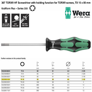 Obeng Bintang TX 15 x 80 mm Wera 05028051001 HF Torx Screws