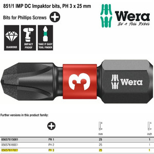 Mata Obeng Impaktor Plus PH 3 x 25 mm Wera 05057617001 Phillips Screws