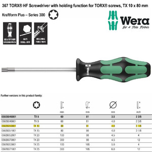 Obeng Bintang TX 10 x 80 mm Wera 05028050001 HF Torx Screws