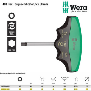 Kunci T Hex Torque-Indicator 5x60mm Wera 05005081001 Tip 5.0 Nm - 18Nm