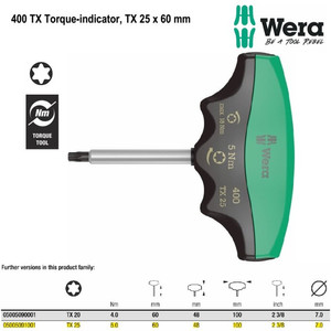 Kunci T Torx Torque-Indicator TX25x60mm Wera 05005091001 5.0Nm - 18Nm