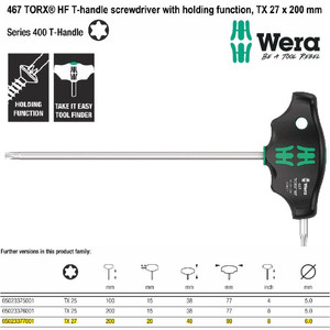 Kunci T Bintang TX 27 x 200 mm Wera 05023377001 HF TORX® Screwdriver