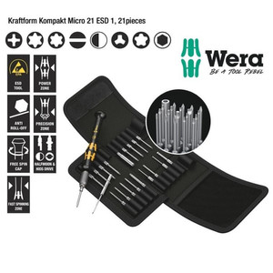 Mata Obeng Set Wera 05135973001 Kraftform Kompakt Micro 21 ESD 1, 21Pc