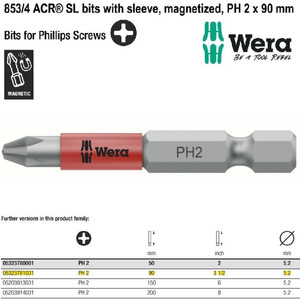 Mata Obeng Plus PH 2 x 90 mm Wera 05323781001 Magnetic Philips Bits