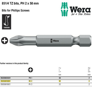 Mata Obeng Plus PH 2 x 50 mm Wera 05059810001 Philips Bits