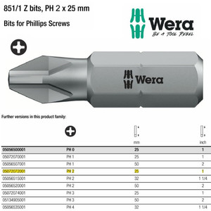 Mata Obeng Plus PH 2 x 25 mm Wera 05072072001 Bits for Phillips Screws