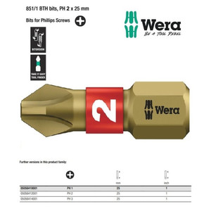 Mata Obeng Plus PH 2 x 25 mm Wera 05056412001 Bits Phillips Screws